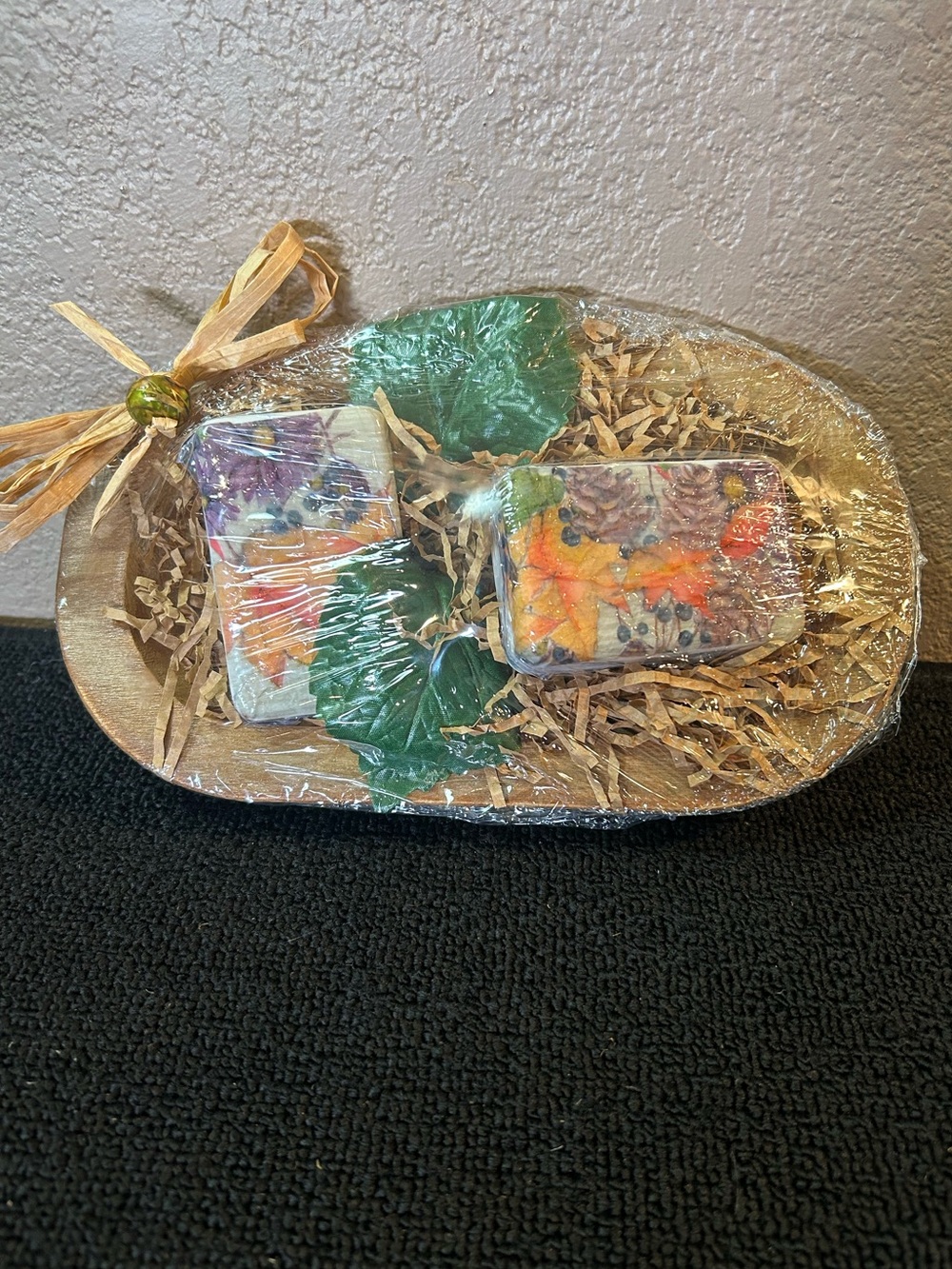 🍂Fall Autumn Color w/Purple Hue- Handmade Soap Gift Set Wooden Decorative Bowl